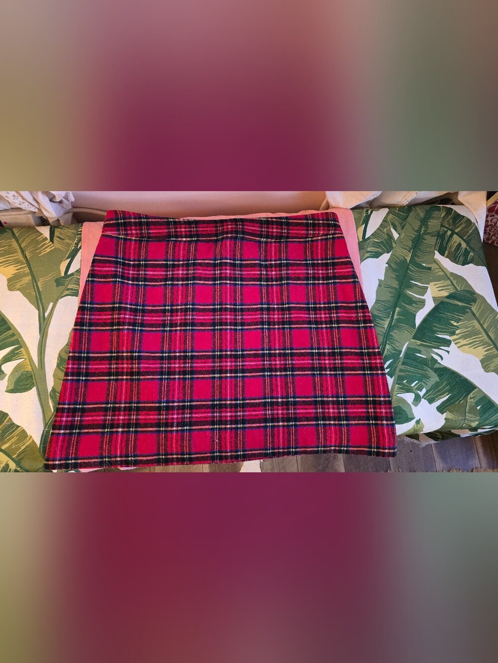 J.CREW Red Stewart Tartan Plaid Wool Blend A-Line Mini Skirt Plus Size 18 EUC